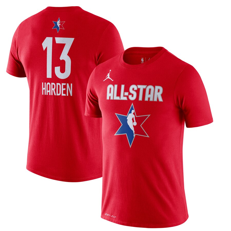 Men James Harden Jordan Brand 2020 NBA AllStar Game Name & Number Player TShirt  Red